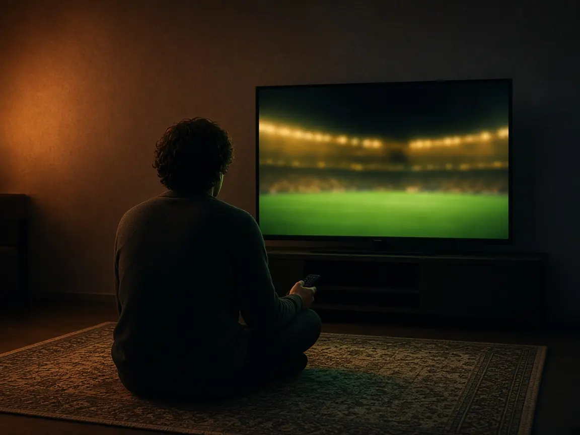 Watching IPTV Camera live sport from the sofa in a UK living room.